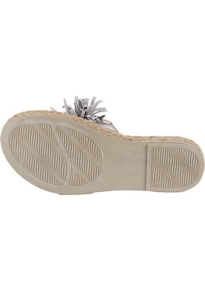 Gümüş Parlak Deri Kadın Espadril Terlik 01WN3000 indirimleri