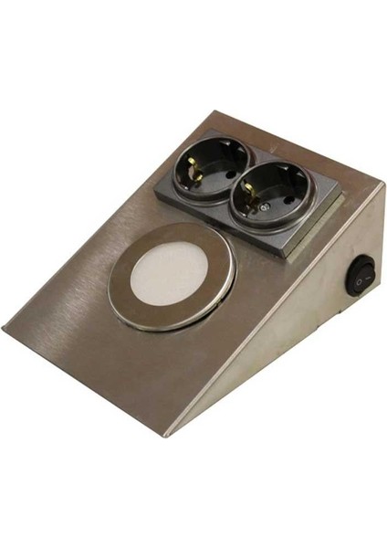 AH11-00204 2.5W 3000K Günışığı Krom Kasa Ledli Prizli Tezgah Altı Armatür