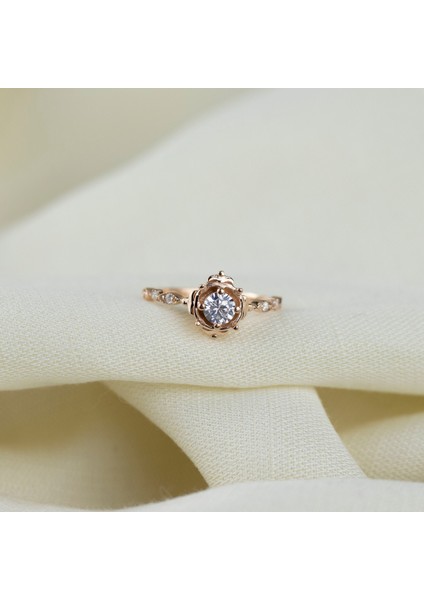 Çiçek Figürlü 925 Ayar Minimal Rose Gümüş Yüzük modelleri