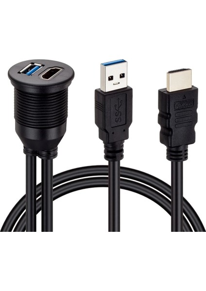 Powermaster PM-12428 USB 3.0 HDMI 2 Metre Uzatma Kablolu Araç Kontrol Paneli Gömme Montaj indirimleri