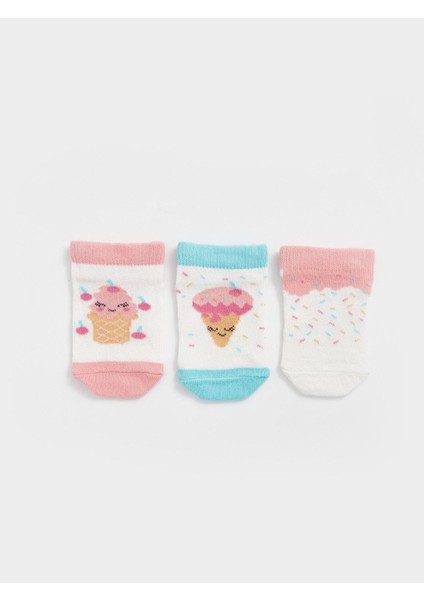 Baby Baskılı Kız Bebek Patik Çorap 3'lü