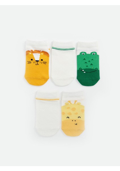 Baby Baskılı Erkek Bebek Patik Çorap 5'li