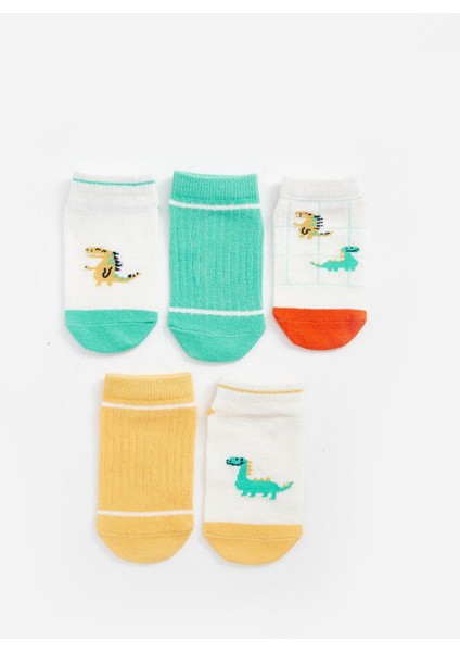 Baby Baskılı Erkek Bebek Patik Çorap 5'li