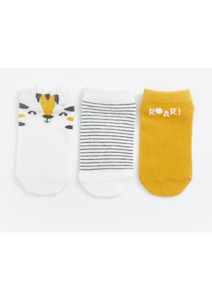 Baby Baskılı Erkek Bebek Patik Çorap 3'lü