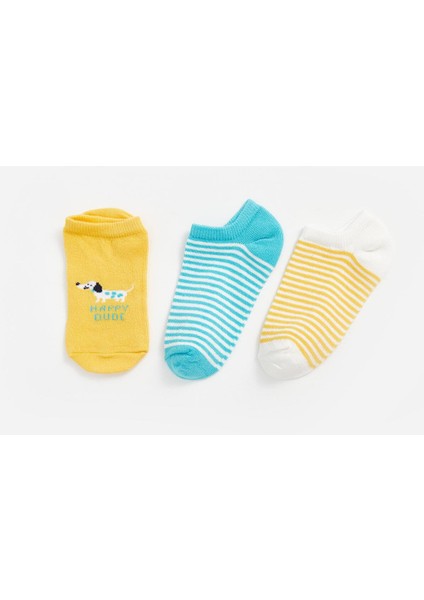 Baby Baskılı Bebek Erkek Patik Çorap 3'lü Paket