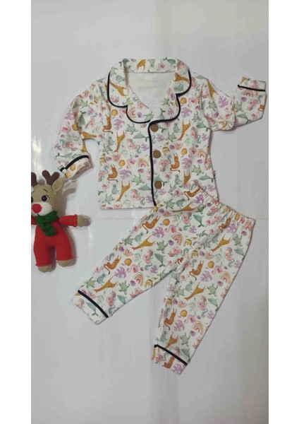 Mini Love Desenli Yakalı Kız Bebek Pijama Takımı