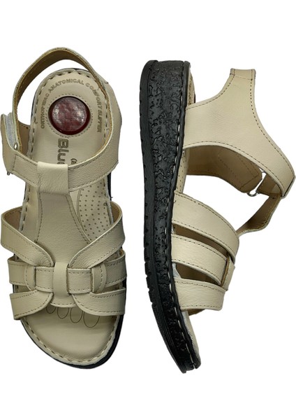 Tam Ortopedik Deri Kadın Sandalet Deri Sandalet Rubinleather