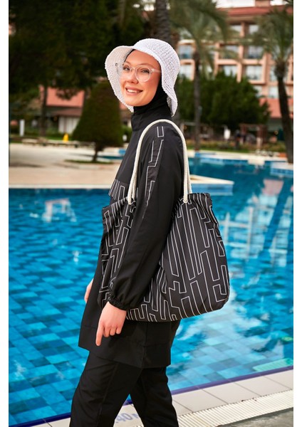 Desenli Tam Kapalı Tesettür Mayo R2416 fırsatları