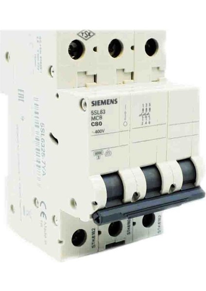 5SP4380-7 Otomatik Sigorta C 80A 3faz 10KA 70 Mm