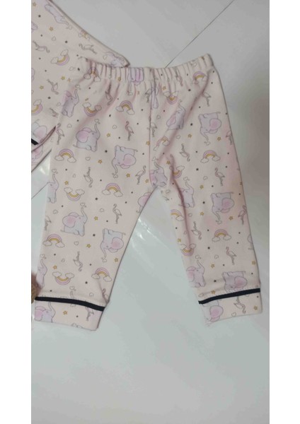 Desenli Yakalı Kız Bebek Pijama Takımı modelleri