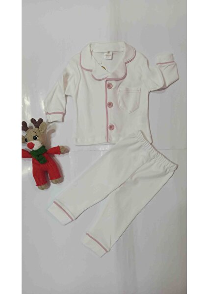 Mini Love Desenli Yakalı Kız Bebek Pijama Takımı