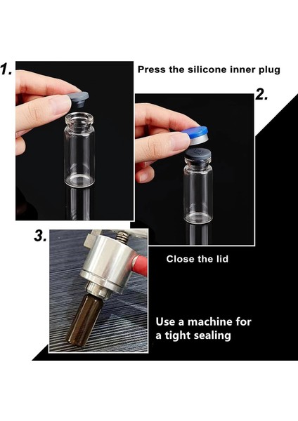 Kapaklı Tıpalı Cam Şişe 10ML - Flakon Şişe - 100 Adet Toptan Set