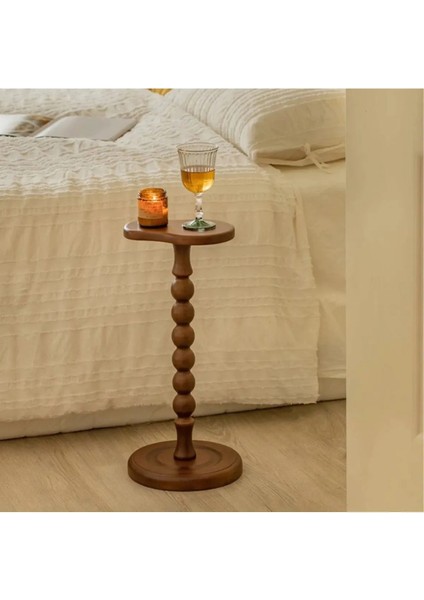 Wood Wooden Ahşap Yan Sehpa 50 cm Ceviz