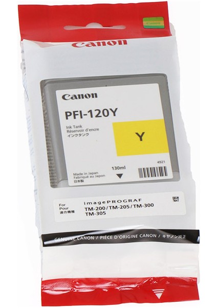 Plotter Sarf® Canon PFI-120 Y (Yellow) Sarı Plotter Orijinal Mürekkep Kartuş 130 Ml. (2888C001)