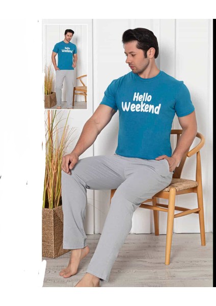Pamuklu Penye Altıcepli Erkek Pijama Takımı % 100 Pamuklu