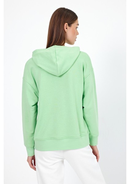 Kadın Kapüşonlu Ada Çayı Basic Hoodie Sweatshirt