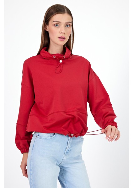 Kadın Norah Vişne Yakası Detaylı Regular Fit Sweatshirt