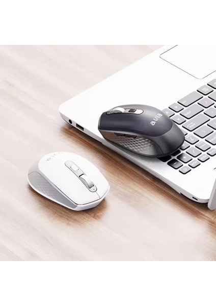 AM204 Çift Modlu Bluetooth ve Kablosuz 1600DPI Şarj Edilebilir Optik Mouse Beyaz