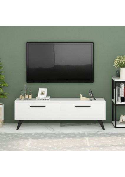 Zerka Concept Active Iki Kapaklı Tv Sehpası Tv Ünitesi Beyaz 120  cm