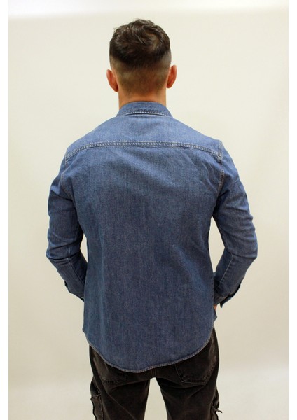 Eg 1849 Erkek Çift Cepli Çıtçıtlı Kalın Kot Gömlek Mavi indirimleri
