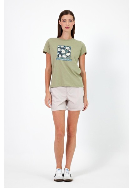 Kadın Flower Ada Çayı Baskılı Bisiklet Yaka Regular Fit T-Shirt fiyatları