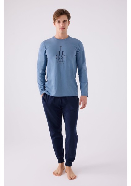 Pamuklu Kışlık Erkek Pijama Takım, Dar Paça ve Cepli