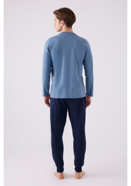 Pamuklu Kışlık Erkek Pijama Takım, Dar Paça ve Cepli