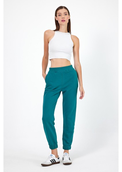 Kadın Paçası Lastikli Orman Regular Fit Basic Eşofman Altı
