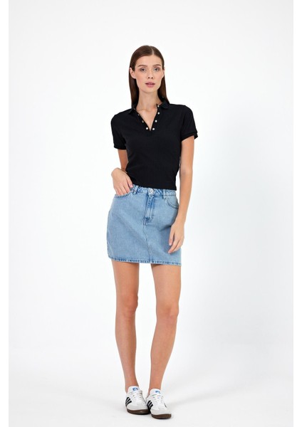 Kadın Alishia Sky Blue Regular Fit Jean Etek