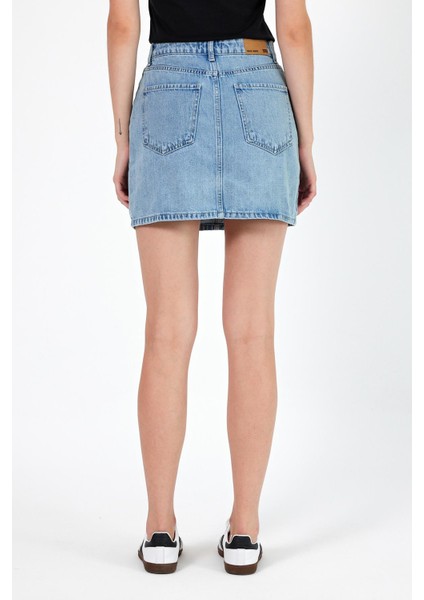 Kadın Alishia Sky Blue Regular Fit Jean Etek