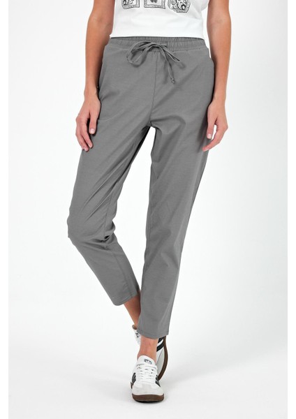 Kadın Alian Antrasit Beli Lastikli Summer Gabardin Pantolon fırsatları