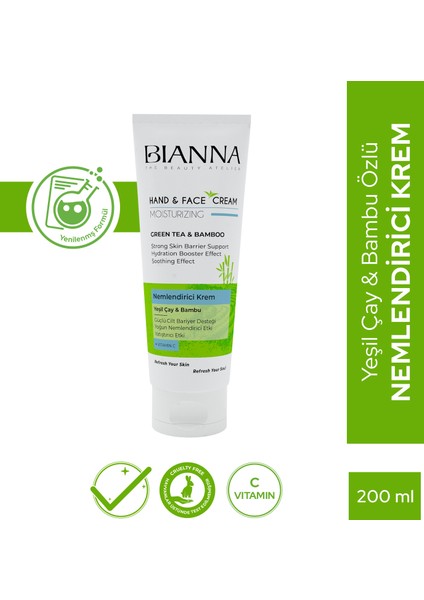 Nemlendirici Yeşil Çaylı ve Bambu Özlü Nemlendirici Krem 200ML