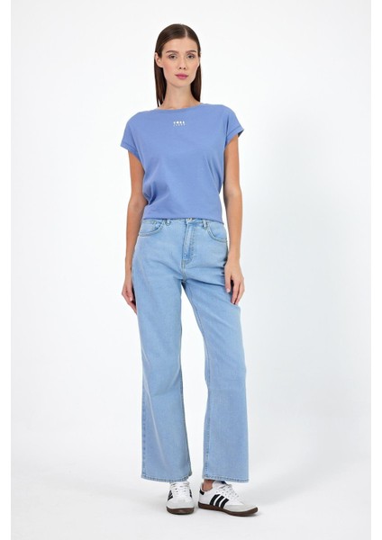 Kadın Wanda Sky Blue Wide Leg Jean Pantolon