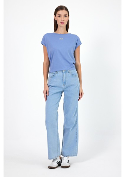 Kadın Wanda Sky Blue Wide Leg Jean Pantolon