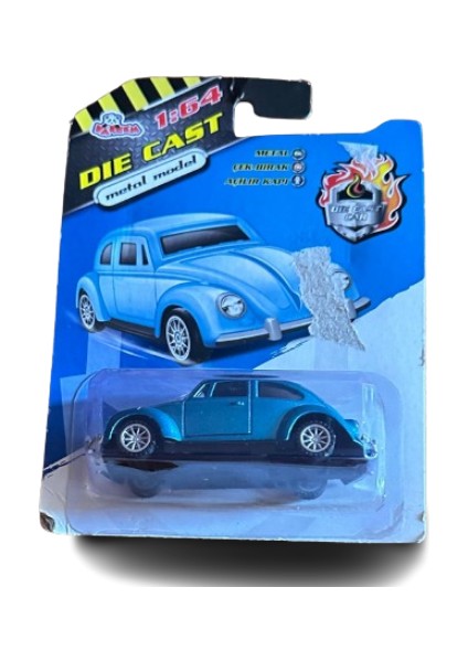 Volkswagen Bettle Klasik Nostaljik Kaplumbağa Araba Vardem Metal Kapı Bagaj Açılır 1.64 Mavi