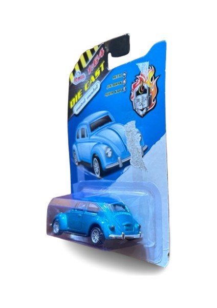 Volkswagen Bettle Klasik Nostaljik Kaplumbağa Araba Vardem Metal Kapı Bagaj Açılır 1.64 Mavi