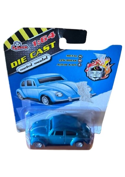 Volkswagen Bettle Klasik Nostaljik Kaplumbağa Araba Vardem Metal Kapı Bagaj Açılır 1.64 Mavi