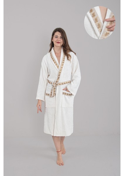 Valentis Desenli Işlemeli Kutulu Kadın Erkek Pamuk Bornoz | Sabahlık | Bornoz Seti | Çeyiz Hediyelik fiyatları
