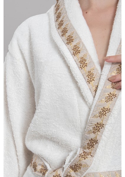 Valentis Desenli Işlemeli Kutulu Kadın Erkek Pamuk Bornoz | Sabahlık | Bornoz Seti | Çeyiz Hediyelik modelleri