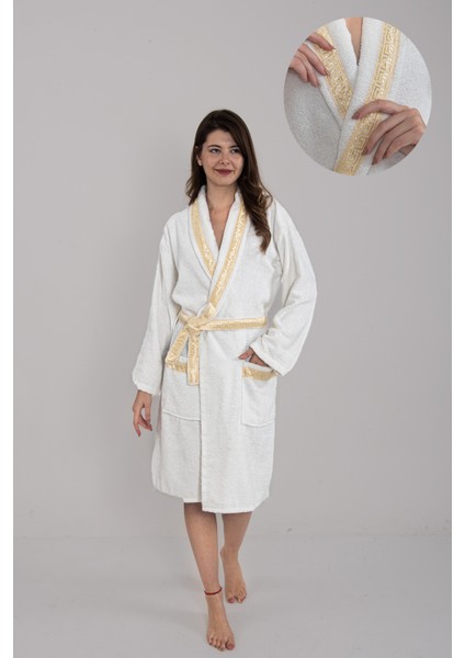 Valentis Desenli Işlemeli Kutulu Kadın Erkek Pamuk Bornoz | Sabahlık | Bornoz Seti | Çeyiz fiyatları