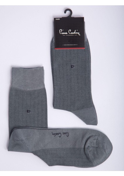 Modal 6'lı Erkek Renkli Uzun Klasik Soket Çorap Code 291-PC Gri