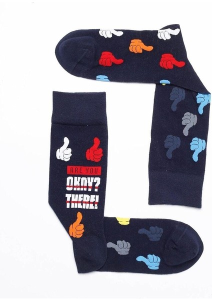 Mrhero Çok Renkli Erkek Tekli Paket Okey Temalı Soket Çorap 1059-MH Lacivert
