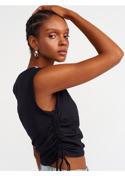 Yanları Büzgülü Taşlı T-Shirt