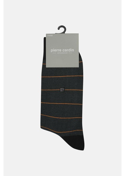 PİERRE CARDİN Modal 6'lı Erkek Çift Renkli Uzun Soket Çorap Code 258-PC SİYAH-TURUNCU