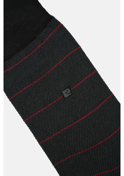 PİERRE CARDİN Modal 6'lı Erkek Çift Renkli Uzun Soket Çorap Code 258-PC SİYAH-KIRMIZI