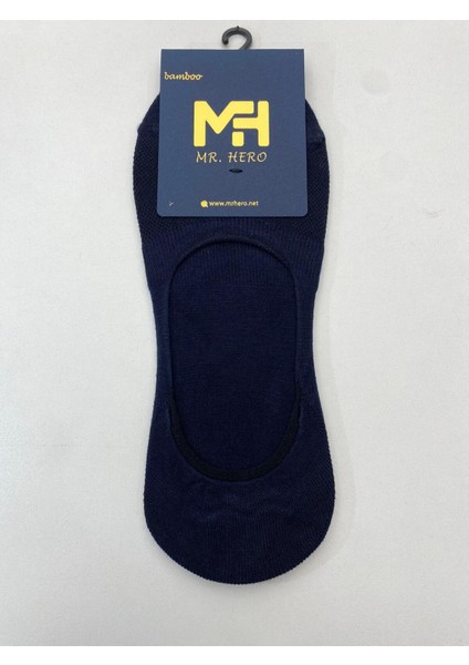 MRHERO Bambu 6'lı Unisex Babet Lacoste Silikonlu Kaymaz Çorap 1074-MH LACİVERT