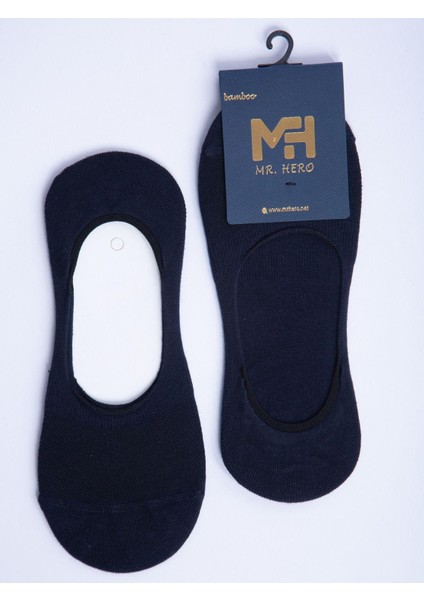 MRHERO Bambu 6'lı Unisex Babet Lacoste Silikonlu Kaymaz Çorap 1074-MH LACİVERT