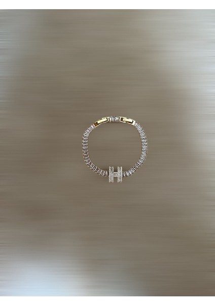 H Model Zirkon Taşlı Gold Bileklik 17-20 cm