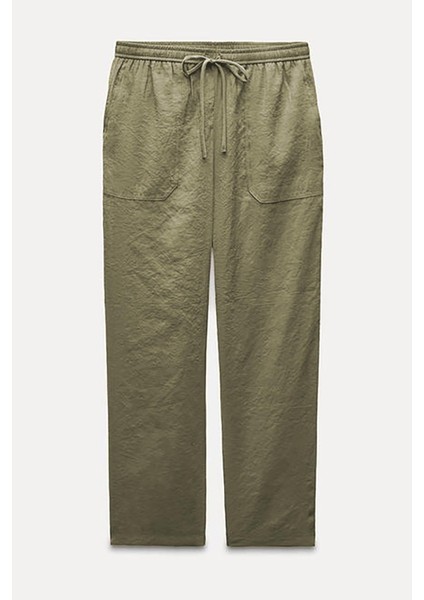 Haki Ayarlanabilir Bel Rahat Kesim Pantolon MG2161