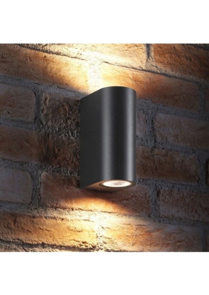 Iki Yönlü Dekoratif Oval Duvar Aplik - Antrasit - Pc Gövde - IP65 - GU10 - Z13647